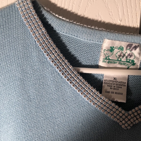 Women’s rare fall Quaker Factory baby blue long sleeve Sequin sweater - Picture 7 of 11